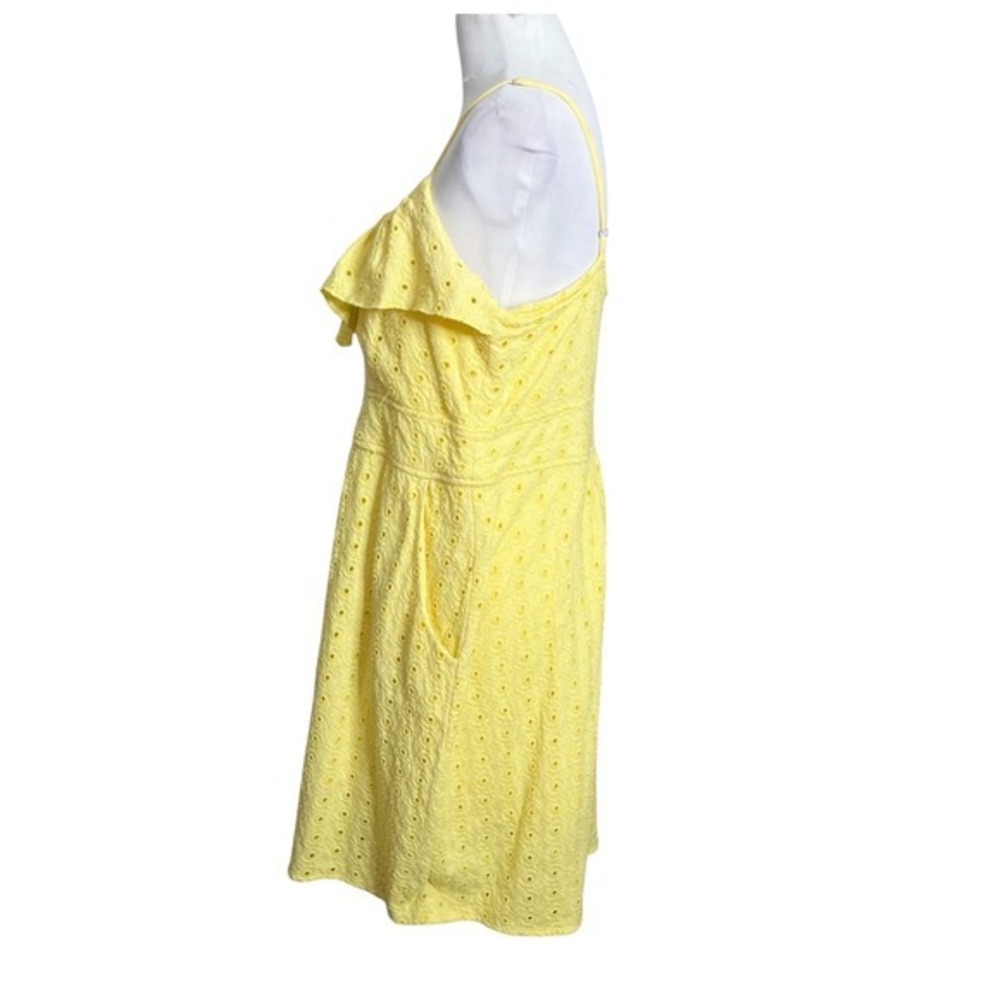 Lilly Pulitzer Carreen Eyelet Dress Yellow Resortcore Sun Dress Women's Large - Picture 5 of 8